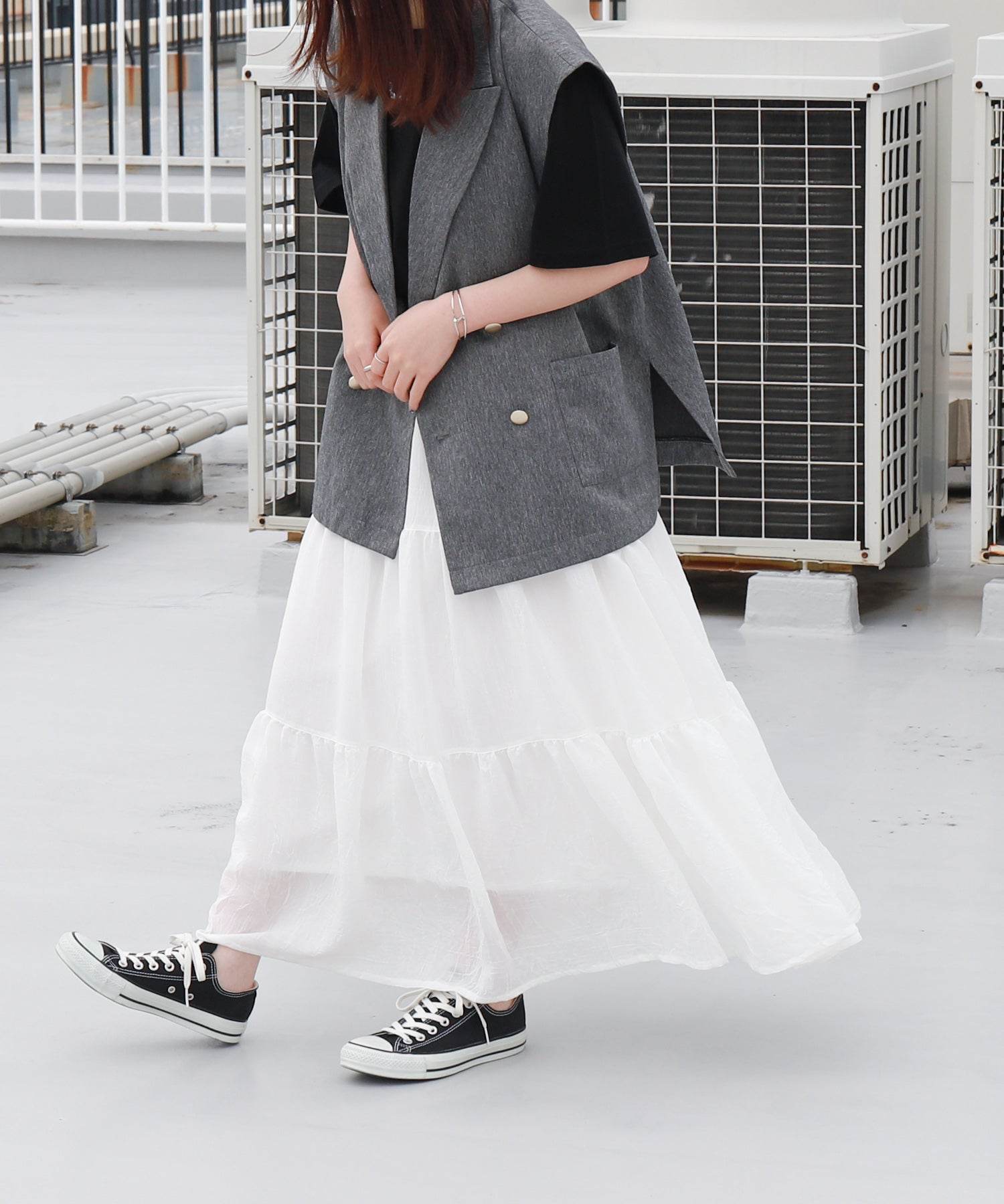 リベル モア libelle more RTスラブベルト付きティアードスカート (モカチャ) モカチャ