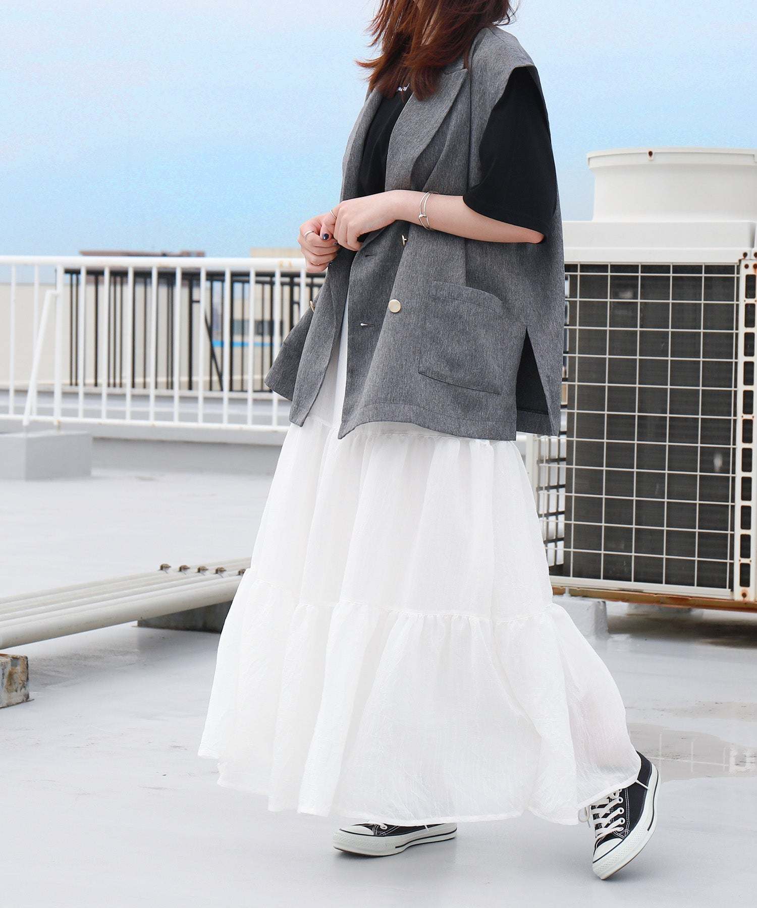 リベル モア libelle more RTスラブベルト付きティアードスカート (モカチャ) モカチャ