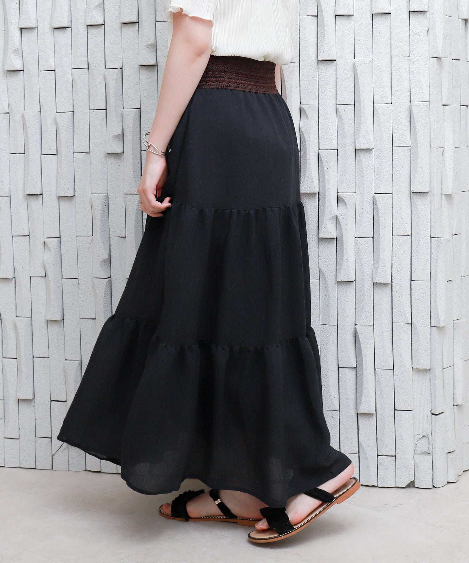 リベル モア libelle more RTスラブベルト付きティアードスカート (モカチャ) モカチャ