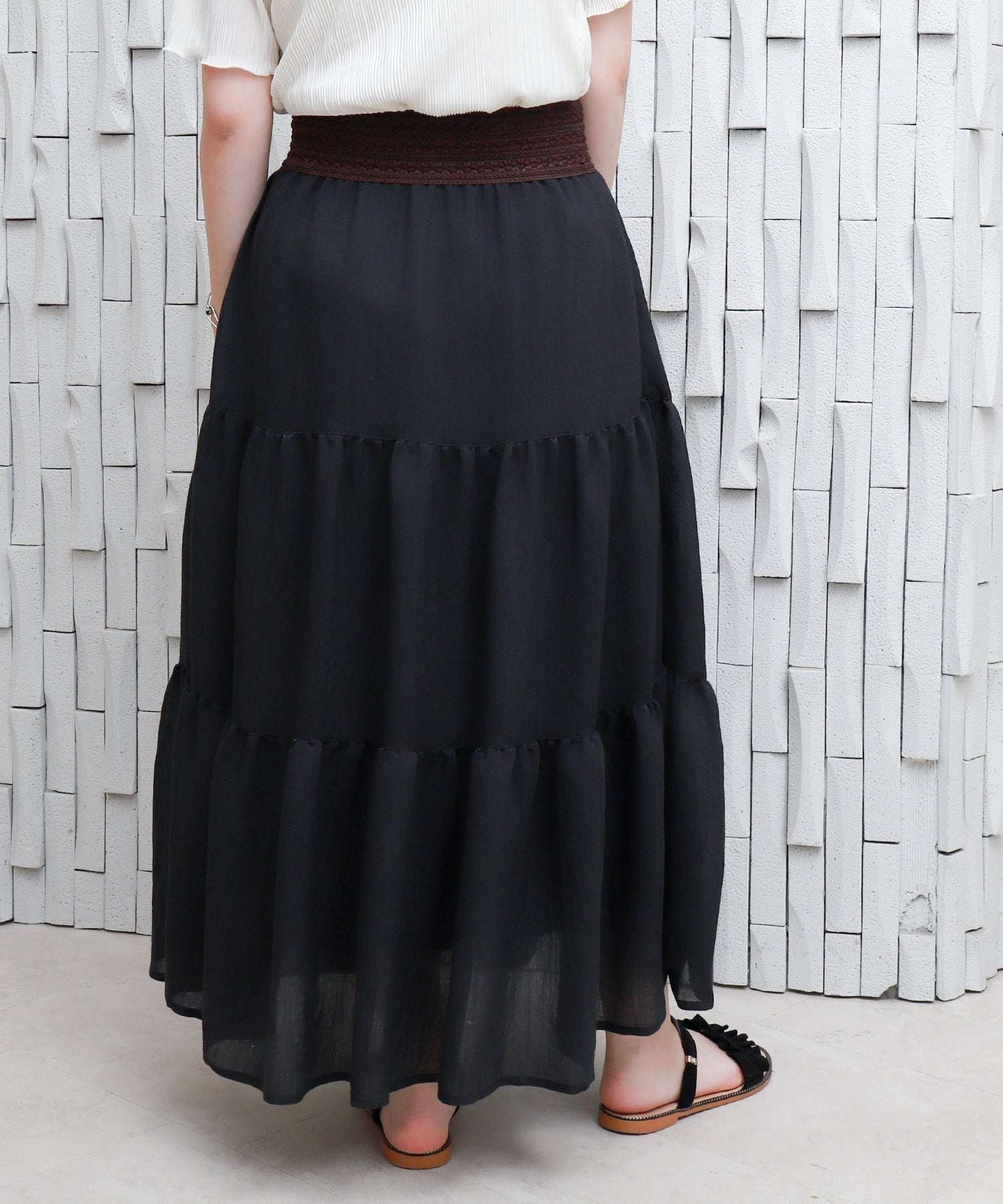 リベル モア libelle more RTスラブベルト付きティアードスカート (モカチャ) モカチャ