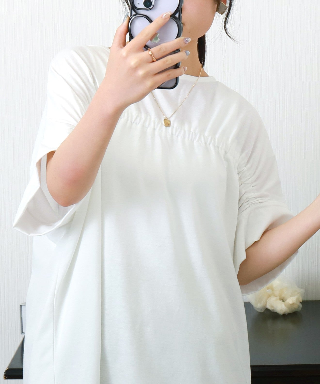 リベル モア libelle more ギャザー切替Tシャツ (オフ) オフ