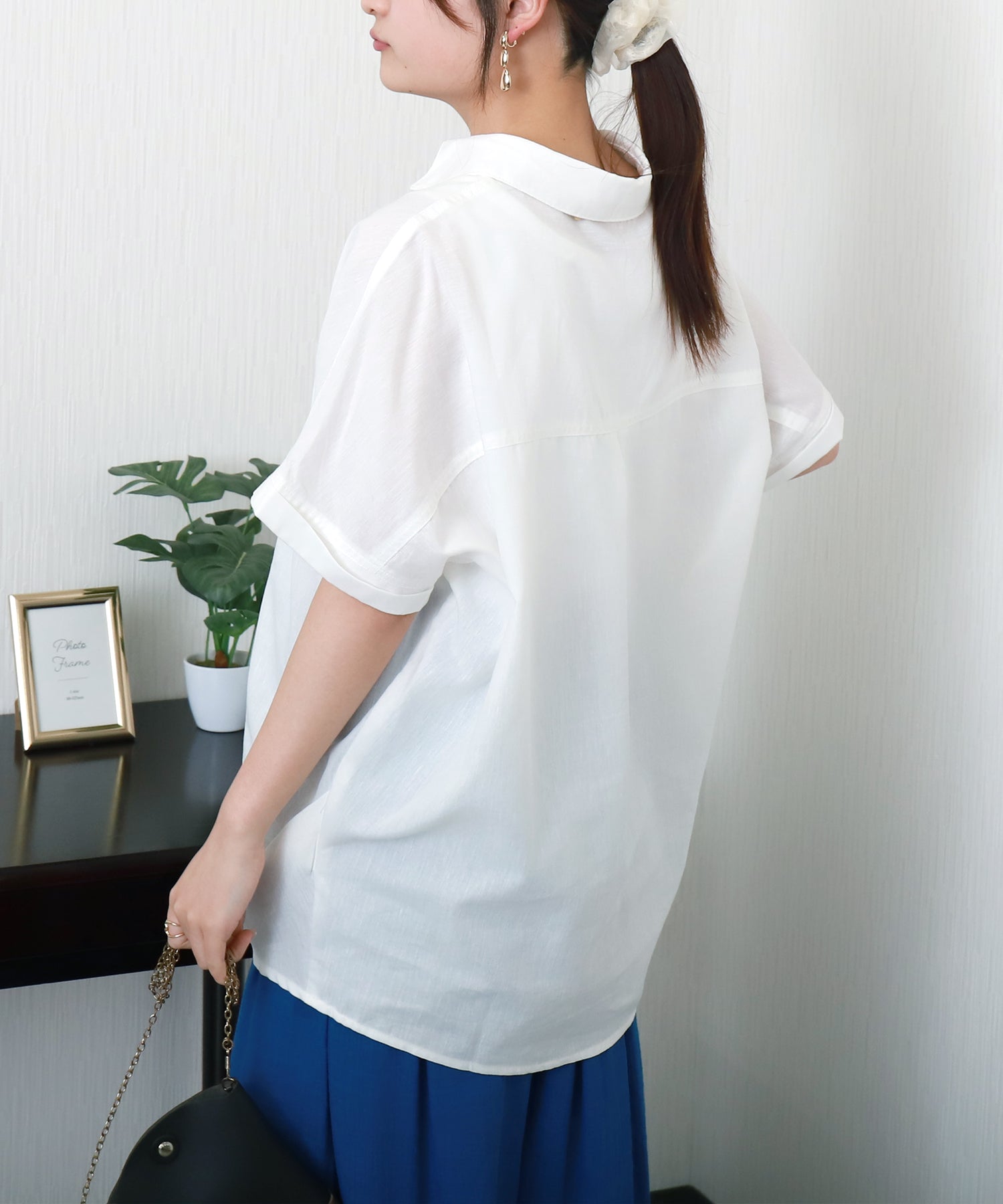 リベル モア libelle more 【抗菌・UVカット・吸水速乾】「やわさらリネン」スキッパーシャツ (オフ) オフ