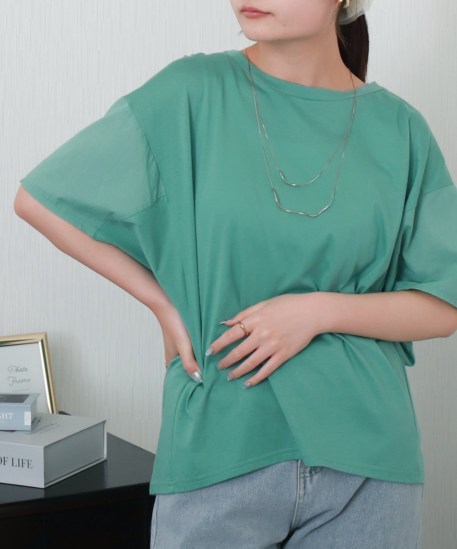 リベル モア libelle more 〈接触冷感〉バイオシルケット肩切替ドルマンプルオーバー (クロ) クロ