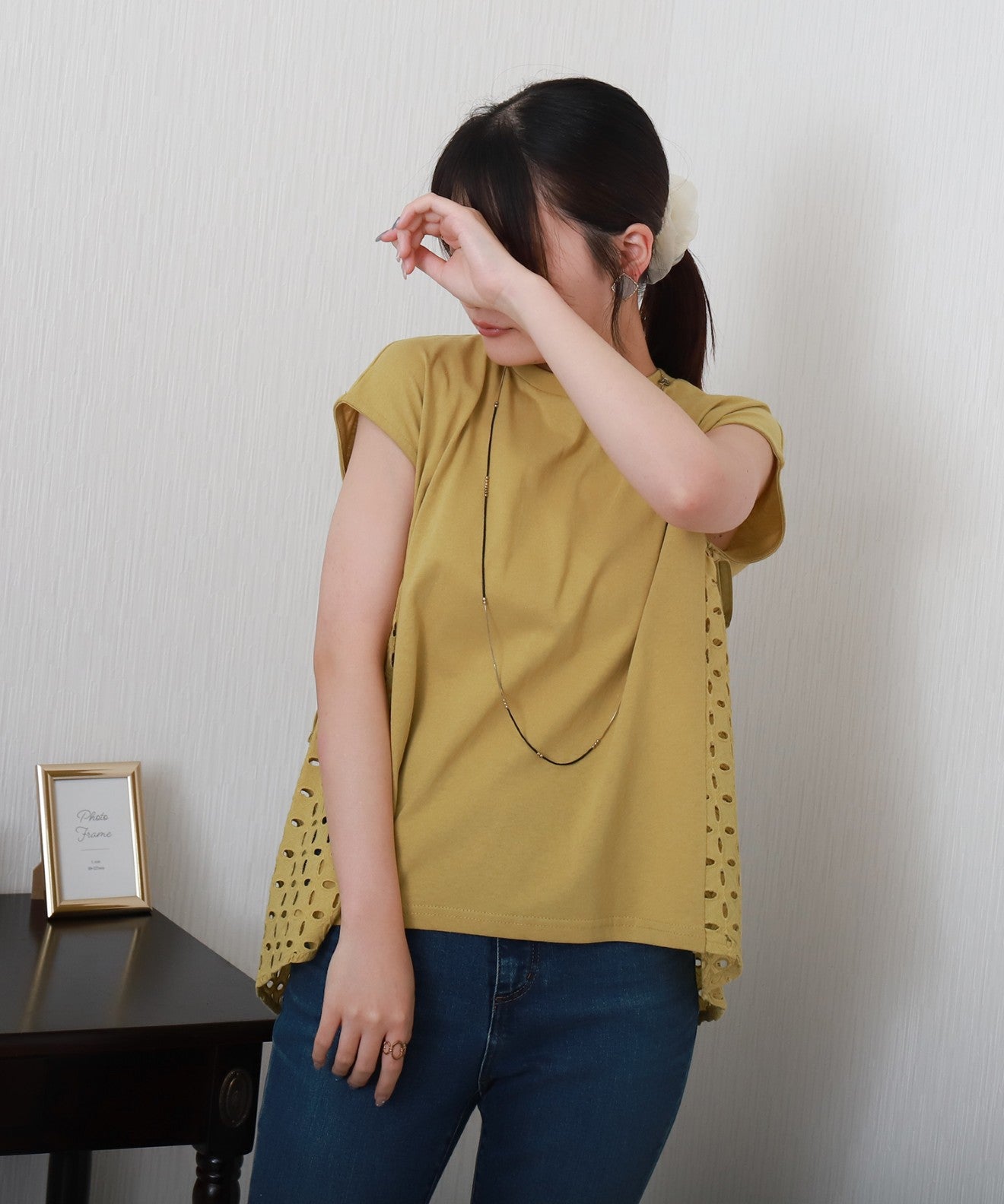 リベル モア libelle more サイド刺繍レース切替カットソー (クロ) クロ