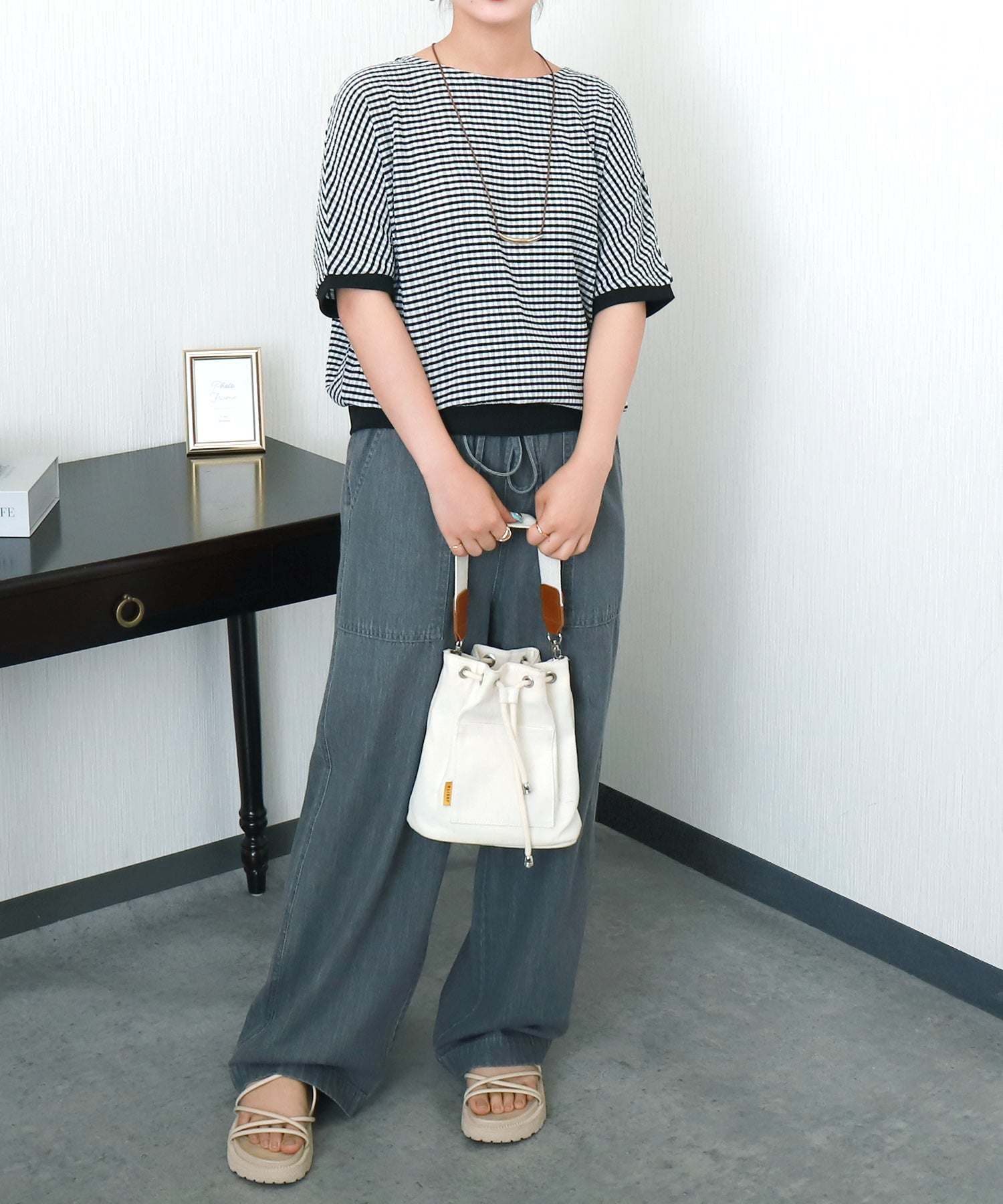 リベル モア libelle more シャーリングドルマントップス (オフ*クロ チェック) オフ*クロ チェック