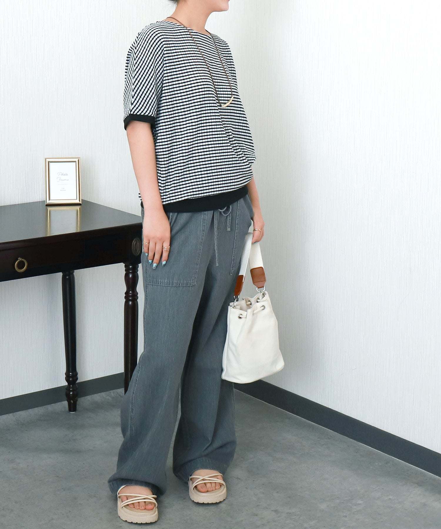 リベル モア libelle more シャーリングドルマントップス (オフ*クロ チェック) オフ*クロ チェック