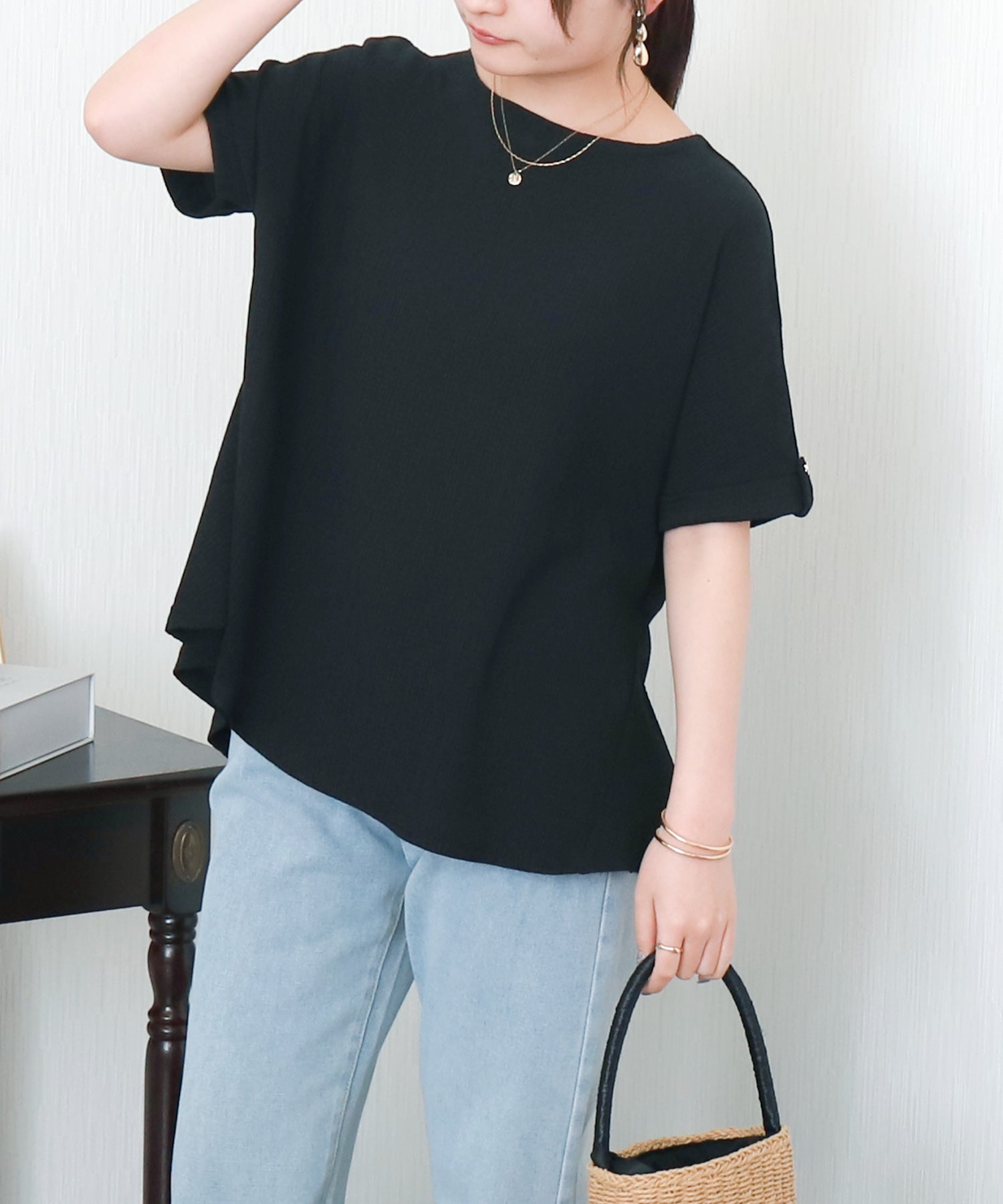 リベル モア libelle more シャーリングバックフレアトップス (クロ) クロ