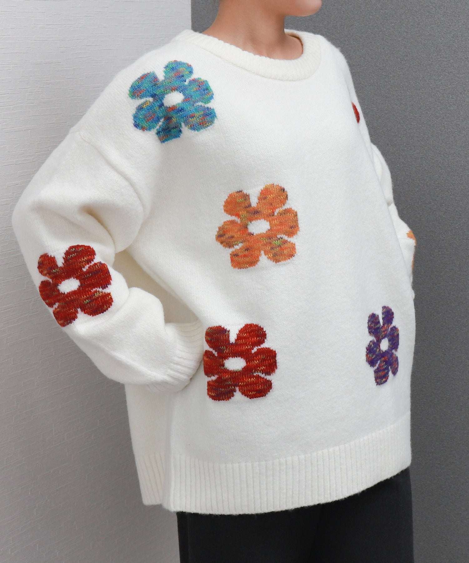 リベル モア libelle more MIX花柄ジャガードニットプルオーバー (オフ) オフ