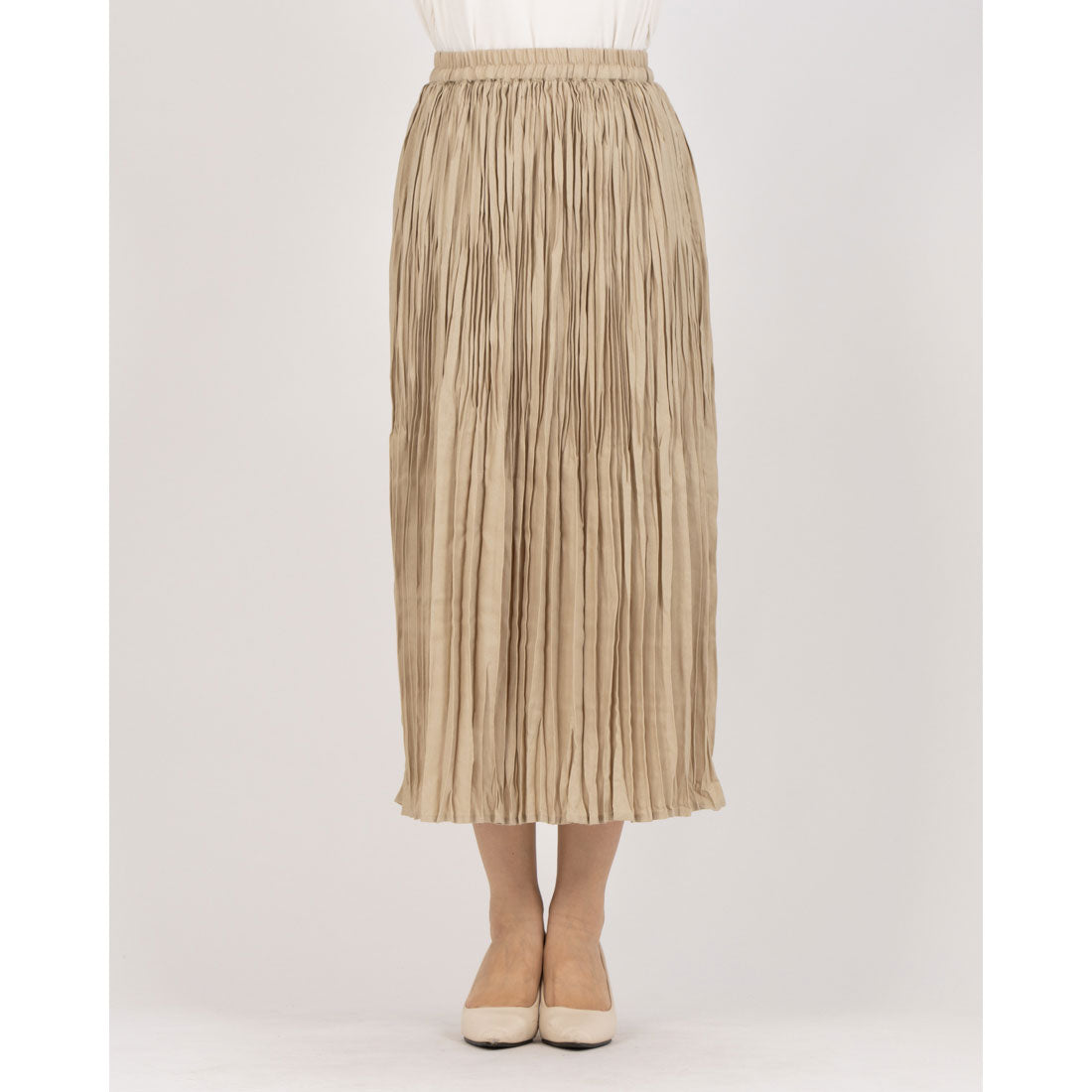 リラシク LILASIC リネンMIXプリーツスカート (ベージュ) ベージュ