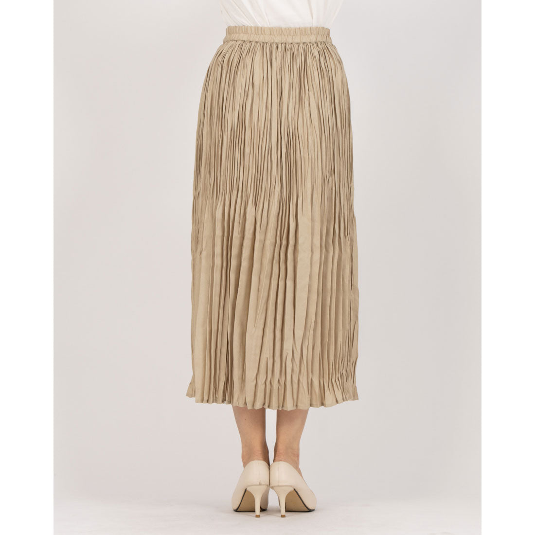 リラシク LILASIC リネンMIXプリーツスカート (ベージュ) ベージュ