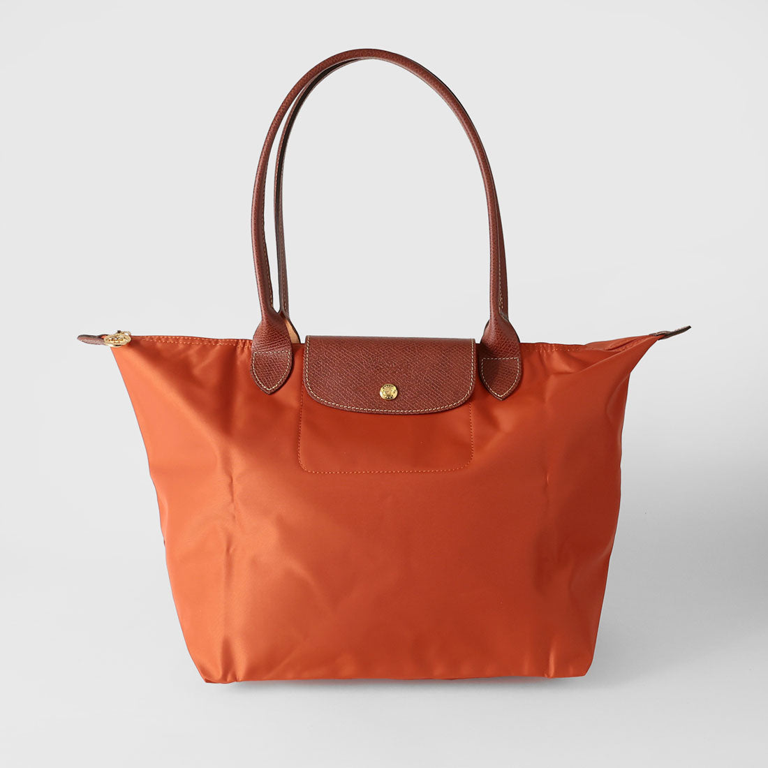 LONGCHAMP ネームタグ オレンジ Longchamp Longchamp tote bag Le Pliage original shoulder bag Size L 18