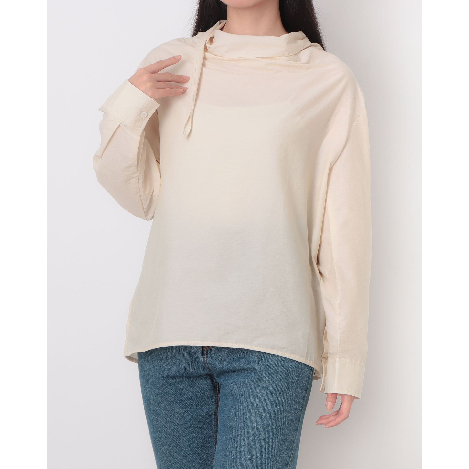 ルエブル LOEUVRE Draped Scarf Blouse - 01 (BUTTER BEIGE) BUTTER BEIGE