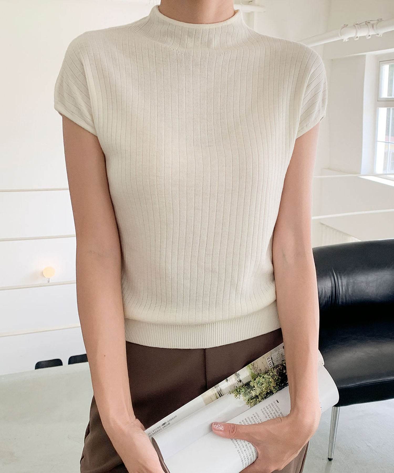 ロワ LOWO ボトルネックニットプルオーバー (オフホワイト) オフホワイト