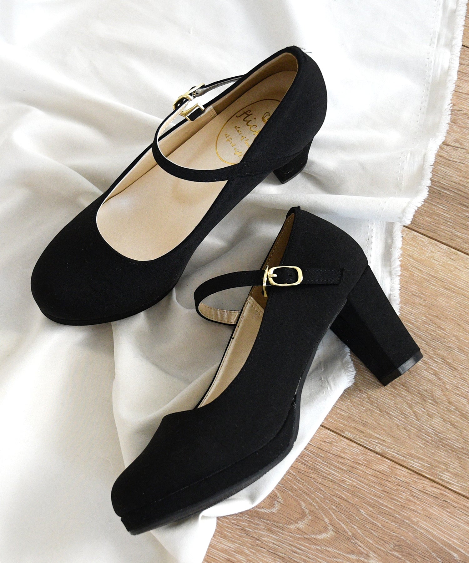 フロントストラップヒールパンプス (ブラックドークレ(BLKD)) ブラックドークレ(BLKD)