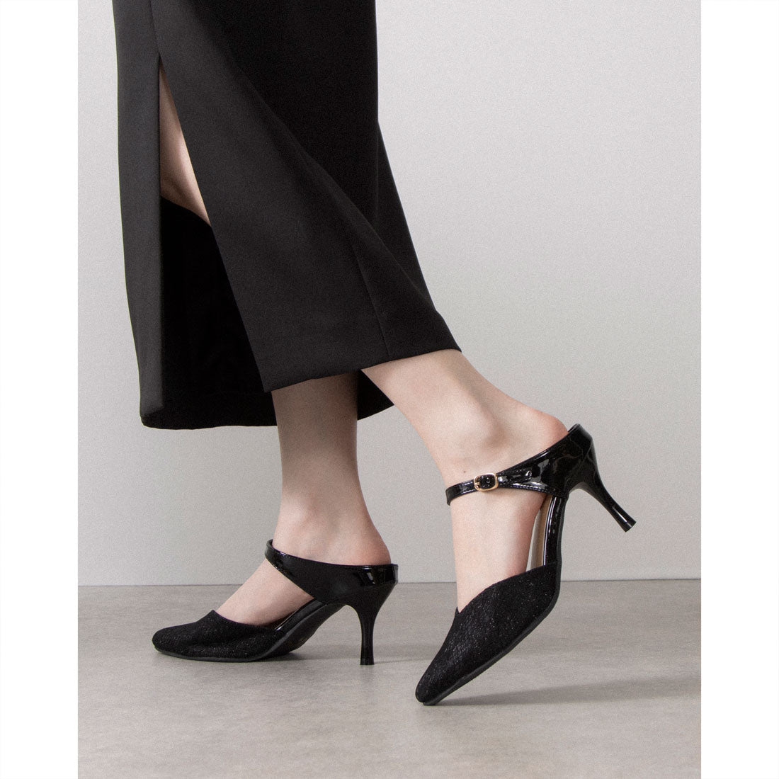 ラスドット lus. 異素材コンビミュールサンダル