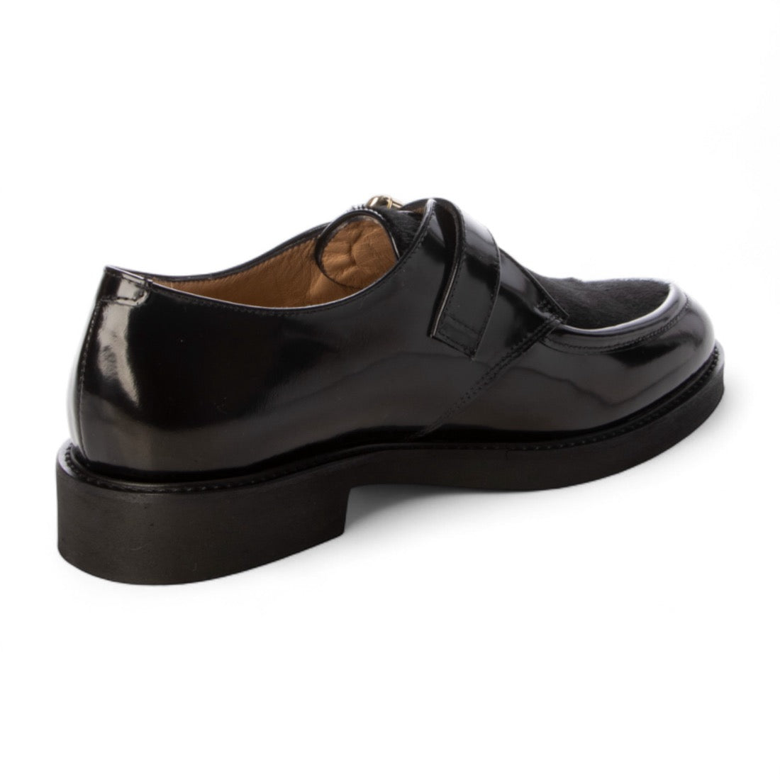 ルカ グロッシ Luca Grossi 異素材コンビモンクストラップシューズ (ブラックコンビ) ブラックコンビ