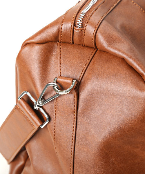 ラグスタイル LUXSTYLE REGiSTAストラップ付きPUレザーボストンバック/ボストンバッグ メンズ PUレザー 旅行バッグ トラベルバッグ 25L