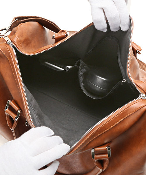 ラグスタイル LUXSTYLE REGiSTAストラップ付きPUレザーボストンバック/ボストンバッグ メンズ PUレザー 旅行バッグ トラベルバッグ 25L