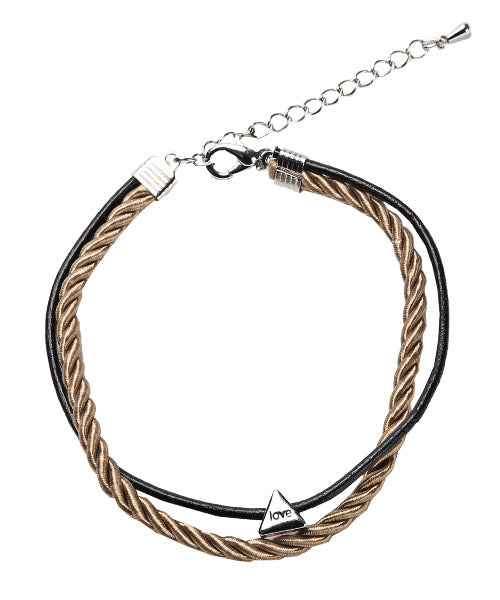 ラグスタイル LUXSTYLE 2連レザーアンクレット/アンクレット メンズ ロゴ レザー (ブラウン) ブラウン