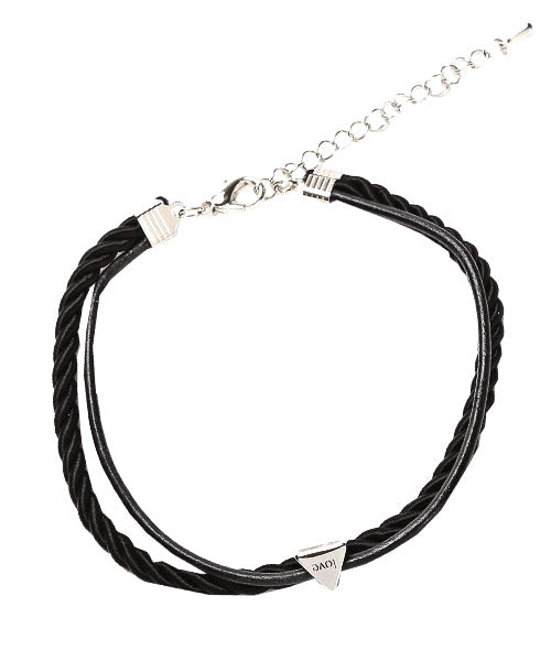 ラグスタイル LUXSTYLE 2連レザーアンクレット/アンクレット メンズ ロゴ レザー (ブラック) ブラック