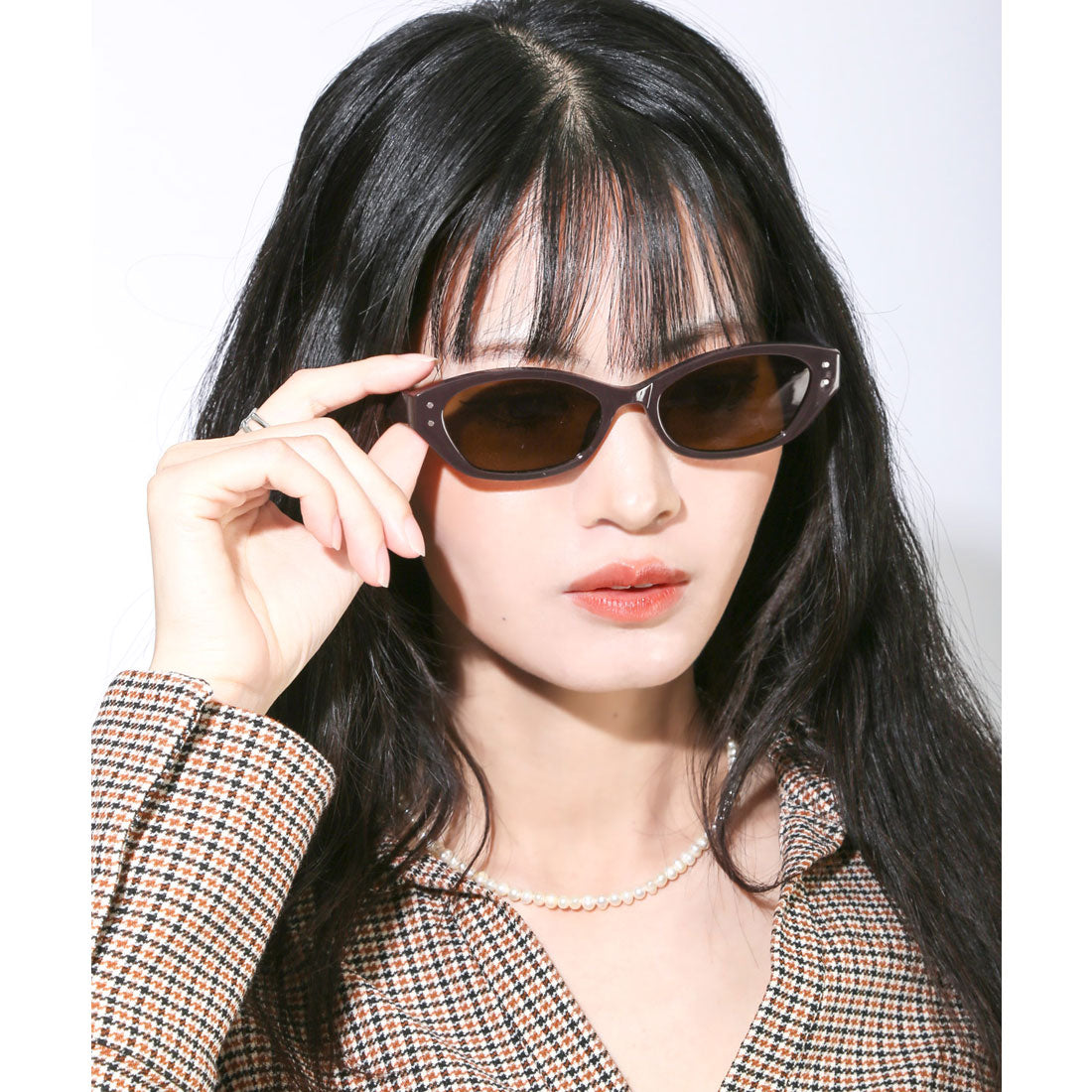 ラグスタイル LUXSTYLE オーバルサングラス/ユニセックス UVカット 紫外線カット オーバルサングラス 度なし 小顔 丸 楕円 紫外線対策 (クリアホワイト×ライトブラウン) クリアホワイト×ライトブラウン