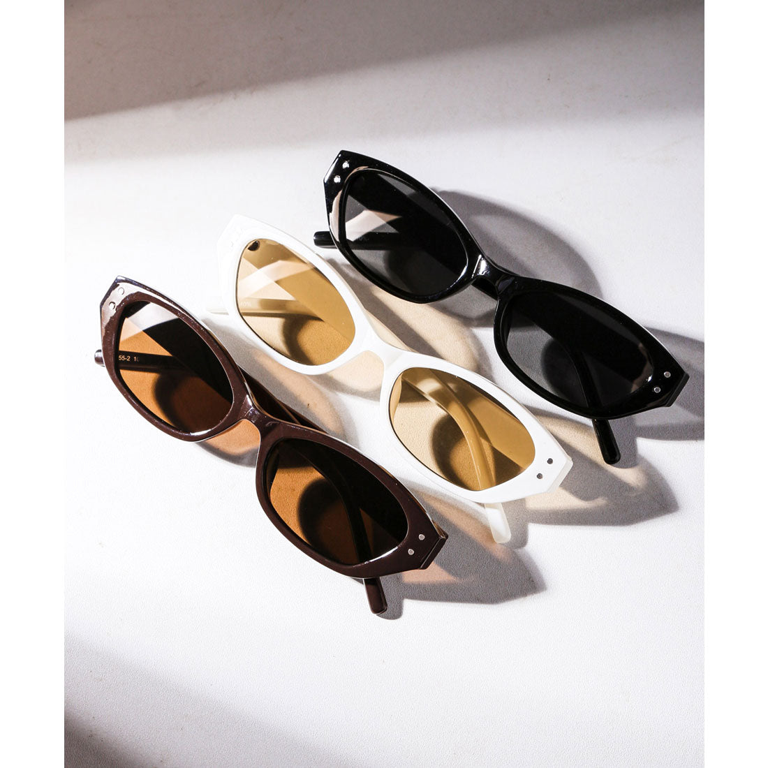 ラグスタイル LUXSTYLE オーバルサングラス/ユニセックス UVカット 紫外線カット オーバルサングラス 度なし 小顔 丸 楕円 紫外線対策 (クリアホワイト×ライトブラウン) クリアホワイト×ライトブラウン