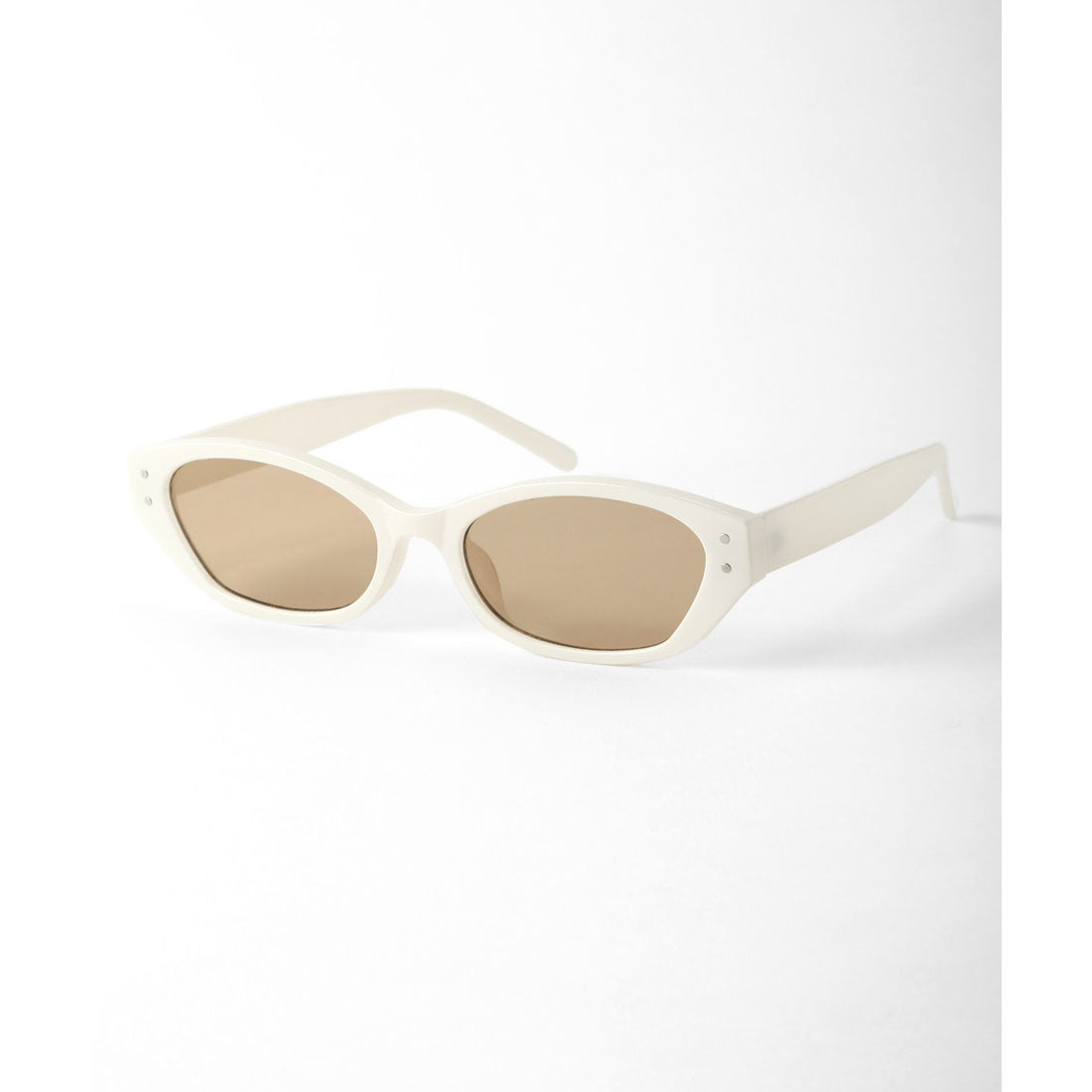 ラグスタイル LUXSTYLE オーバルサングラス/ユニセックス UVカット 紫外線カット オーバルサングラス 度なし 小顔 丸 楕円 紫外線対策 (クリアホワイト×ライトブラウン) クリアホワイト×ライトブラウン