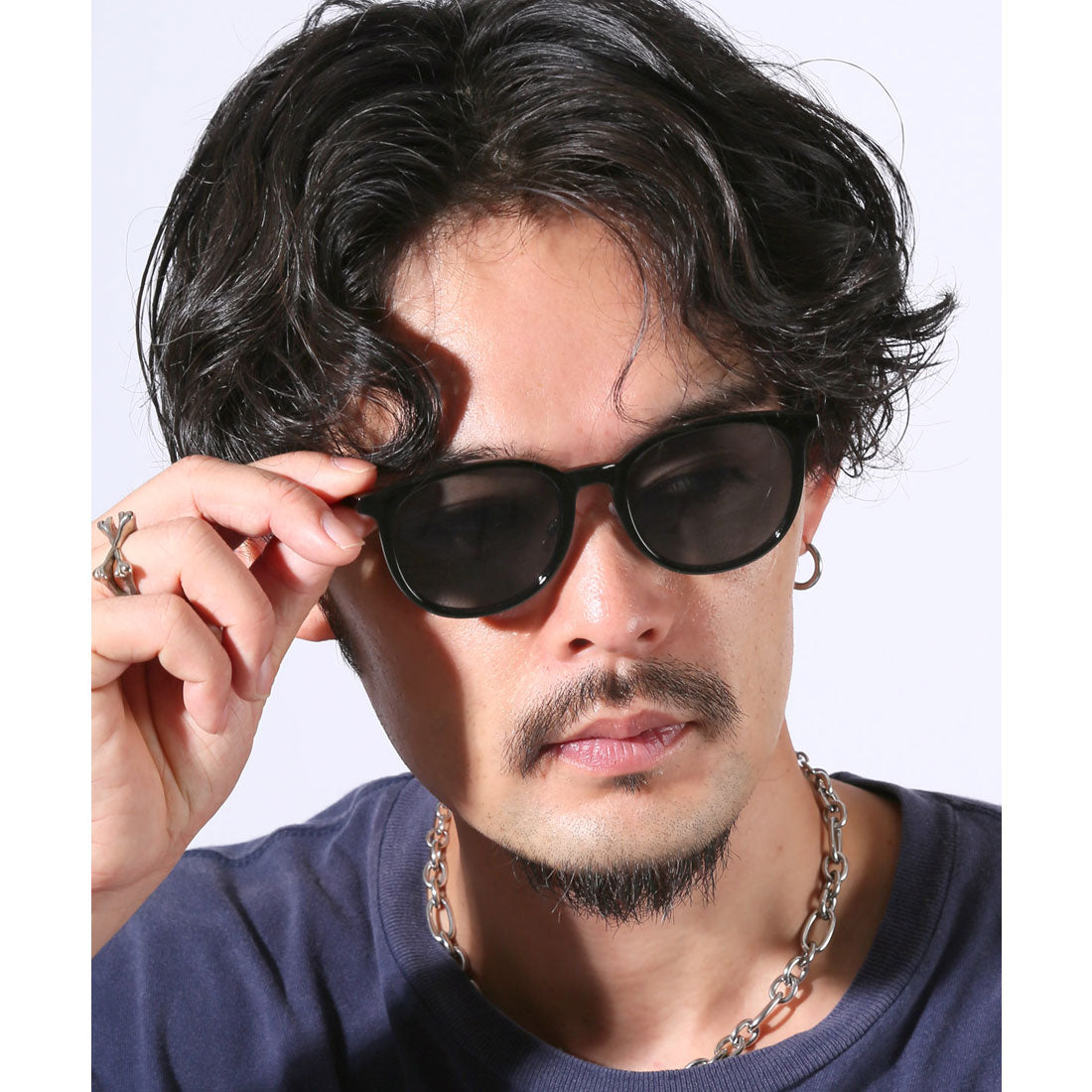 ラグスタイル LUXSTYLE ボスリントンサングラス/ユニセックス UVカット 紫外線対策 ボスリントン ボストン ウェリントン 度なし 小顔効果 (ブラック×スモーク) ブラック×スモーク