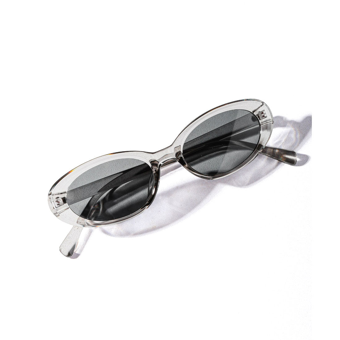 ラグスタイル LUXSTYLE オーバルサングラス/ユニセックス UVカット 紫外線カット オーバルサングラス 度なし 夏 軽量 レトロ おしゃれ 小物 (クリアグレー×スモーク) クリアグレー×スモーク