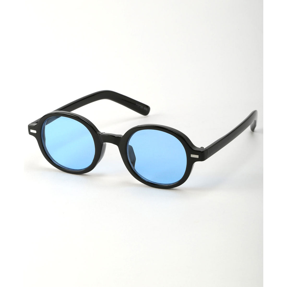 ラグスタイル LUXSTYLE レトロラウンドサングラス/ユニセックス ラウンド 丸い 丸眼鏡 UVカット 紫外線カット レトロ 黒縁 デミ クリアフレーム (ブラック×ブルー) ブラック×ブルー