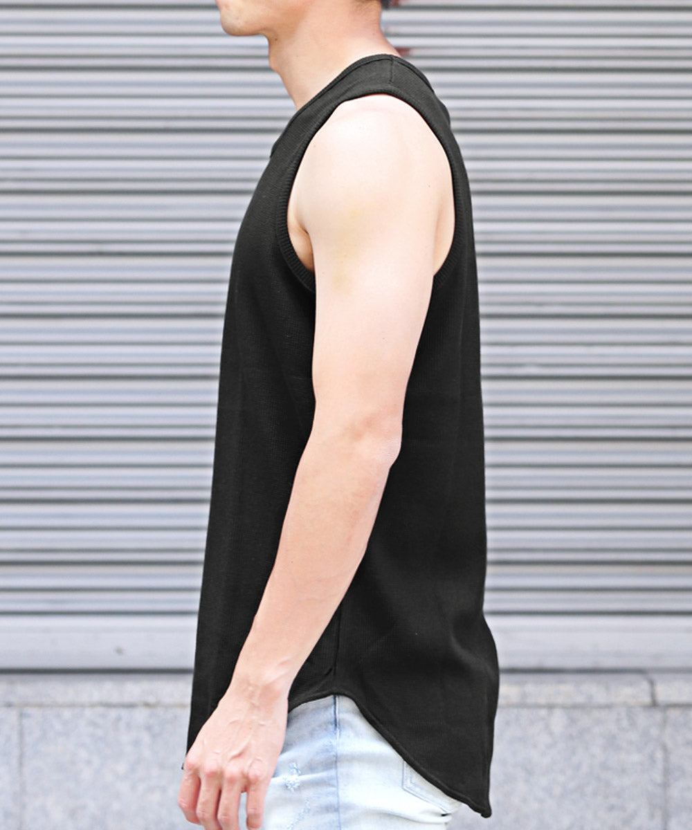 ラグスタイル LUXSTYLE ワッフルタンクトップ/メンズタンクトップ ノースリーブ Tシャツ トップス ワッフル 無地 夏 インナー 肌着 袖なし