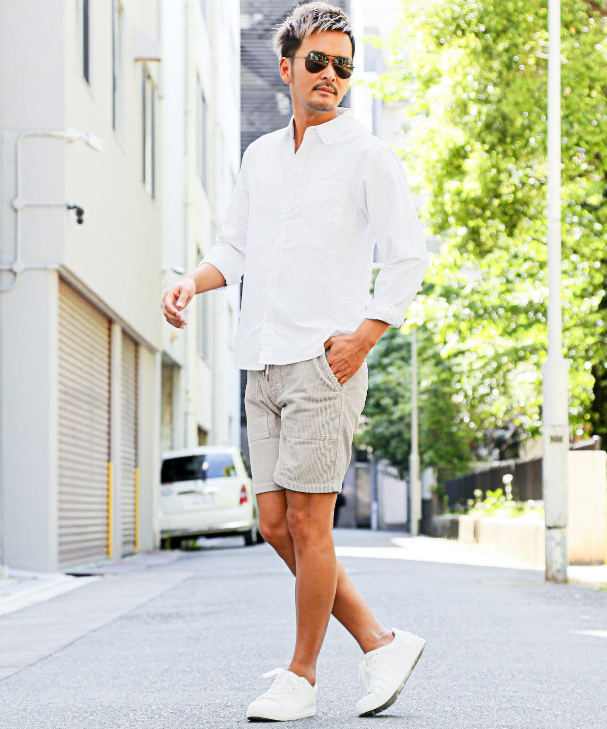 ラグスタイル LUXSTYLE サマーコーデュロイベイカーショーツ/ショートパンツ メンズ コーデュロイ インディゴ 硫化 イージー 膝上 夏 BITTER ビター系 (ライトベージュ) ライトベージュ