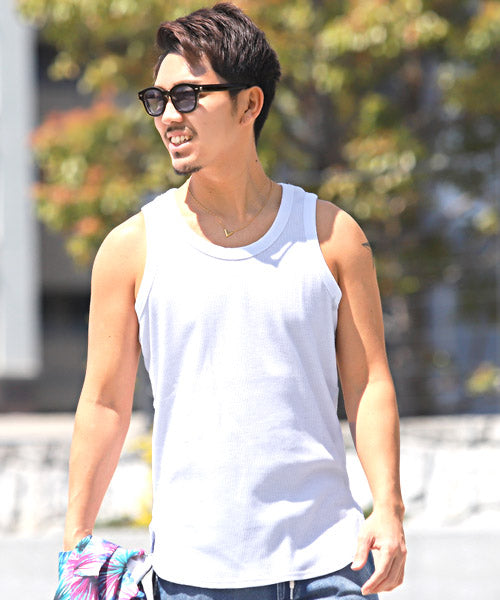 ラグスタイル LUXSTYLE ワッフルタンクトップ/タンクトップ メンズ ワッフル ミディアム丈