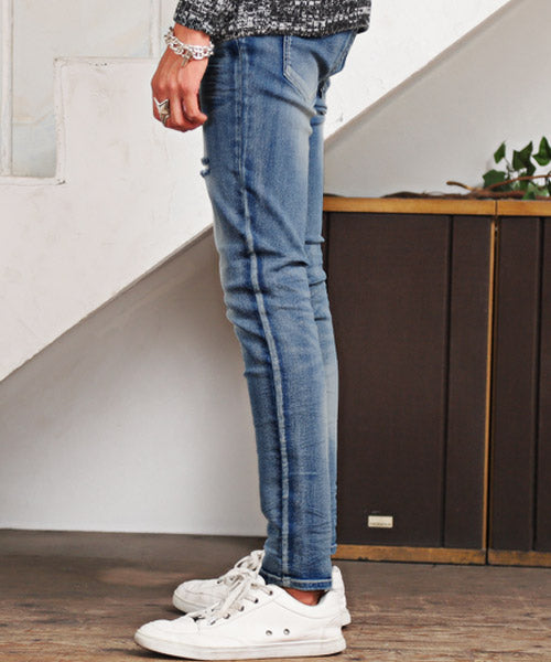 ラグスタイル LUXSTYLE ダメージクラッシュストレッチデニムスキニーパンツ/デニムパンツ メンズ スキニー ダメージ ストレッチ (00ホワイト) 00ホワイト