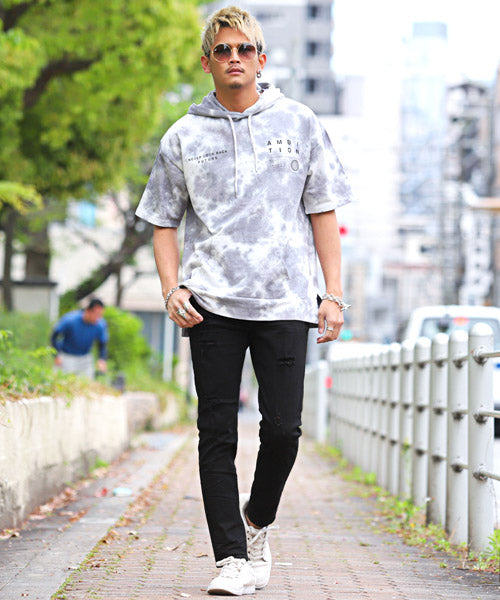 ラグスタイル LUXSTYLE ダメージクラッシュストレッチデニムスキニーパンツ/デニムパンツ メンズ スキニー ダメージ ストレッチ (00ホワイト) 00ホワイト