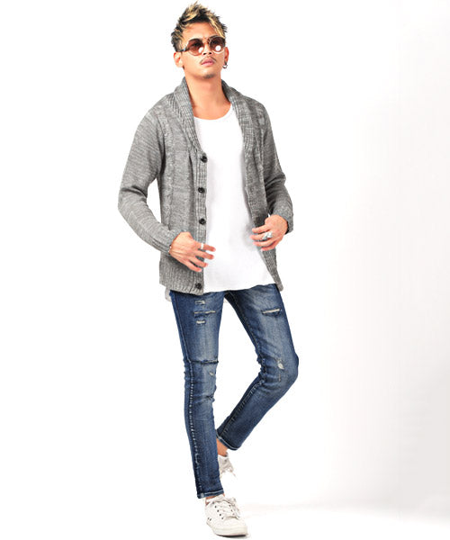 ラグスタイル LUXSTYLE ダメージクラッシュストレッチデニムスキニーパンツ/デニムパンツ メンズ スキニー ダメージ ストレッチ (00ホワイト) 00ホワイト