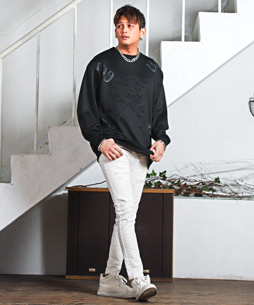 ラグスタイル LUXSTYLE ダメージクラッシュストレッチデニムスキニーパンツ/デニムパンツ メンズ スキニー ダメージ ストレッチ (00ホワイト) 00ホワイト