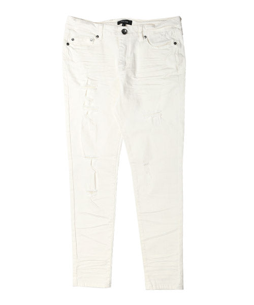 ラグスタイル LUXSTYLE ダメージクラッシュストレッチデニムスキニーパンツ/デニムパンツ メンズ スキニー ダメージ ストレッチ (00ホワイト) 00ホワイト