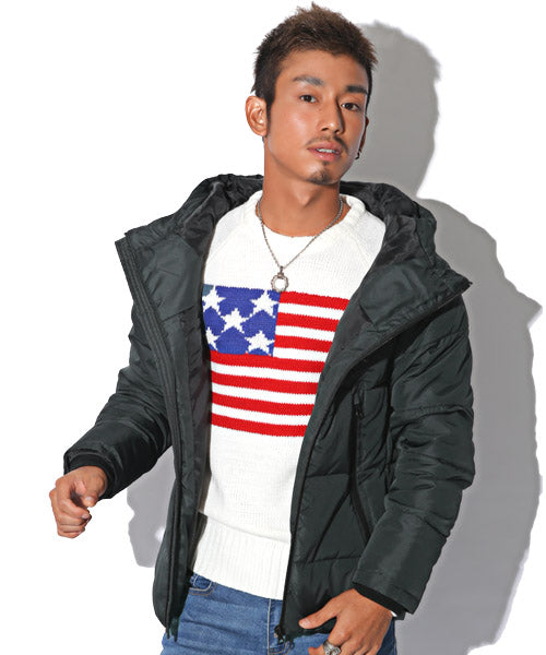 LUXSTYLE Rug Style Silhouette Volume Neck Padded Blouson/Jacket Padded