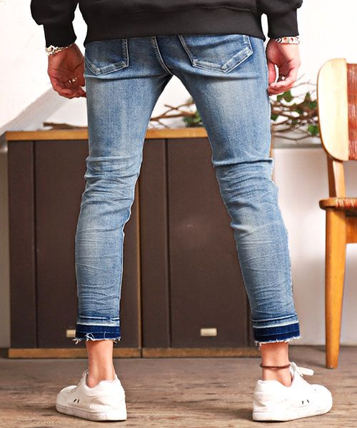 ラグスタイル LUXSTYLE ハードダメージ加工カットオフアンクルデニムスキニーパンツ/デニム パンツ スキニー アンクル ダメージ カットオフ