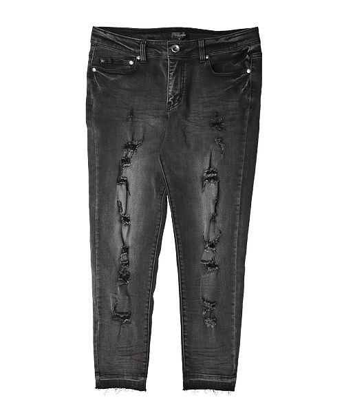 ラグスタイル LUXSTYLE ハードダメージ加工カットオフアンクルデニムスキニーパンツ/デニム パンツ スキニー アンクル ダメージ カットオフ
