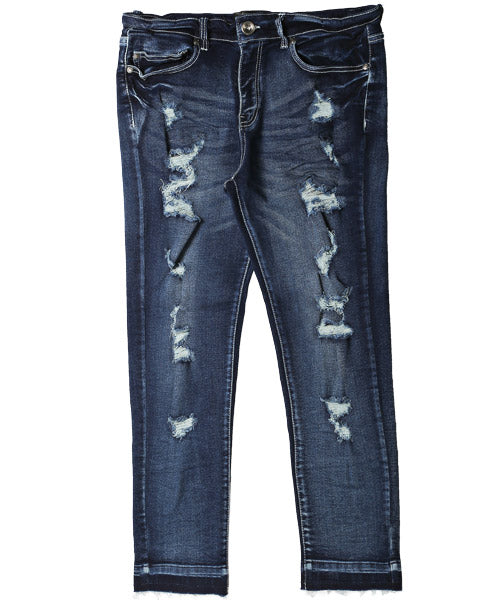 ラグスタイル LUXSTYLE ハードダメージ加工カットオフアンクルデニムスキニーパンツ/デニム パンツ スキニー アンクル ダメージ カットオフ