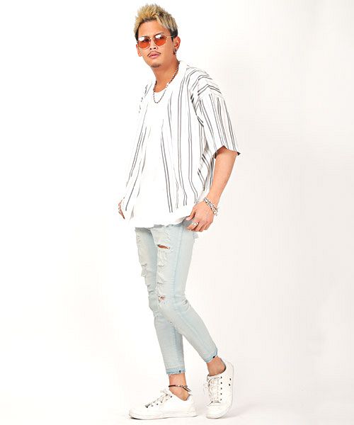 ラグスタイル LUXSTYLE ハードダメージ加工カットオフアンクルデニムスキニーパンツ/デニム パンツ スキニー アンクル ダメージ カットオフ