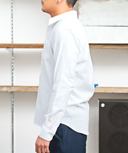 ラグスタイル LUXSTYLE パナマ織りレギュラーカラーシャツ/長袖シャツ メンズ パナマ織り チェック柄 ストライプ柄 無地