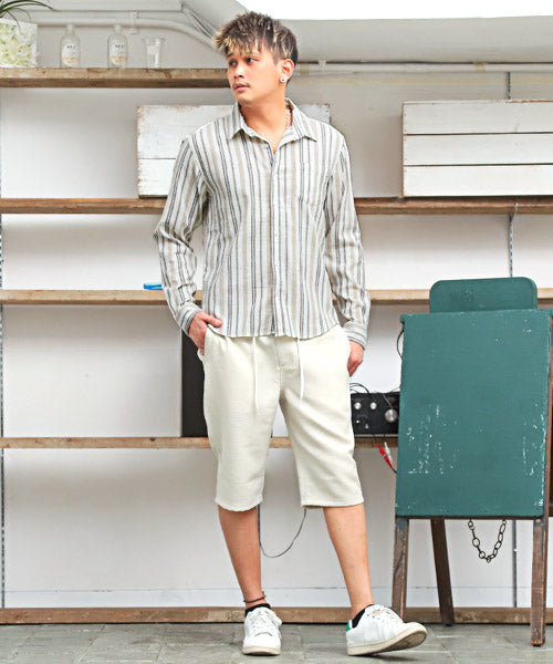 ラグスタイル LUXSTYLE パナマ織りレギュラーカラーシャツ/長袖シャツ メンズ パナマ織り チェック柄 ストライプ柄 無地