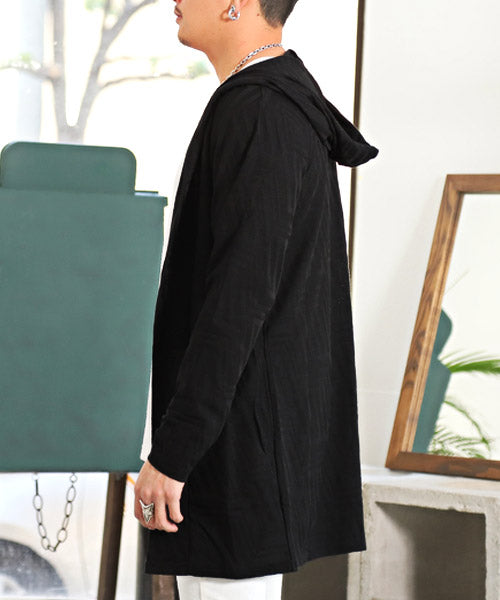 ラグスタイル LUXSTYLE 幾何学柄フード付きガウン/カーディガン メンズ ガウン フード ジャガード ロング丈 幾何学