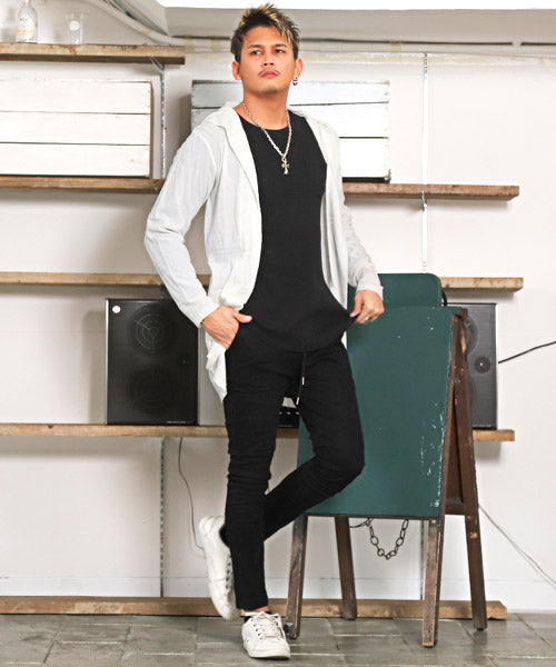 ラグスタイル LUXSTYLE 幾何学柄フード付きガウン/カーディガン メンズ ガウン フード ジャガード ロング丈 幾何学