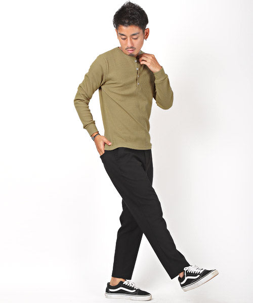 ラグスタイル LUXSTYLE ワッフルヘンリーネック長袖Tシャツ/ロンT メンズ ヘンリーネック 長袖 Tシャツ
