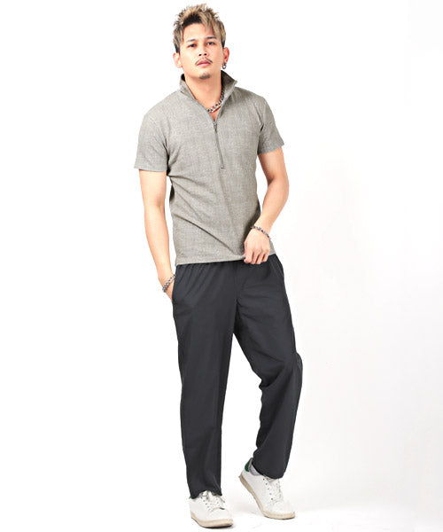 ラグスタイル LUXSTYLE モザイクジャガードハーフジップ半袖ポロシャツ/ポロシャツ メンズ モザイクジャガード 半袖 ハーフジップ BITTER ビター系