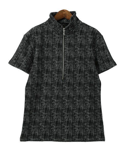 ラグスタイル LUXSTYLE モザイクジャガードハーフジップ半袖ポロシャツ/ポロシャツ メンズ モザイクジャガード 半袖 ハーフジップ BITTER ビター系